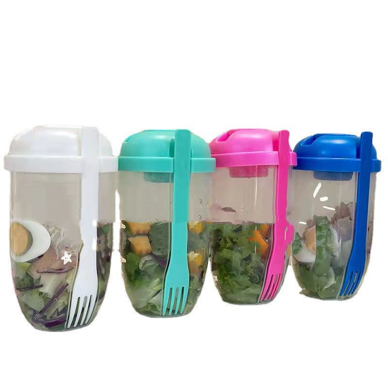 CulinaGenie™ Breakfast Oatmeal, Salad & Yogurt Cup Container — Bento Lunch Box with Lid, Fork, and Sauce Cup