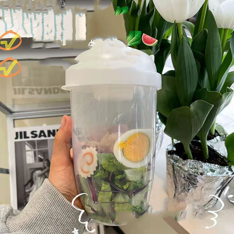 CulinaGenie™ Breakfast Oatmeal, Salad & Yogurt Cup Container — Bento Lunch Box with Lid, Fork, and Sauce Cup