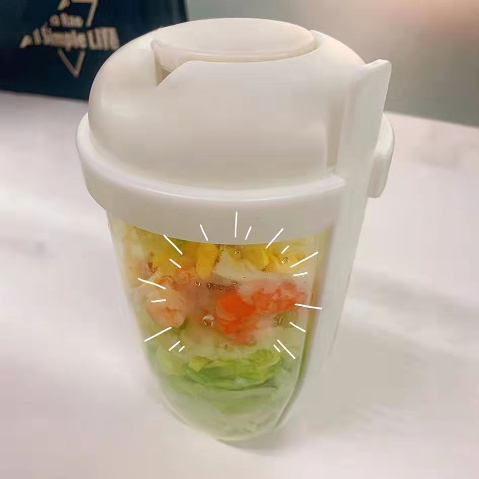 CulinaGenie™ Breakfast Oatmeal, Salad & Yogurt Cup Container — Bento Lunch Box with Lid, Fork, and Sauce Cup
