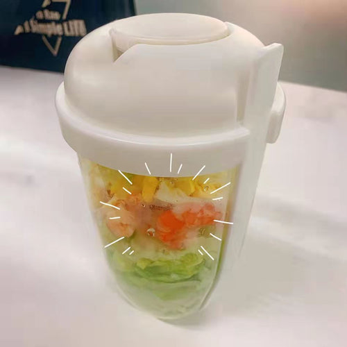 CulinaGenie™ Breakfast Oatmeal, Salad & Yogurt Cup Container — Bento Lunch Box with Lid, Fork, and Sauce Cup