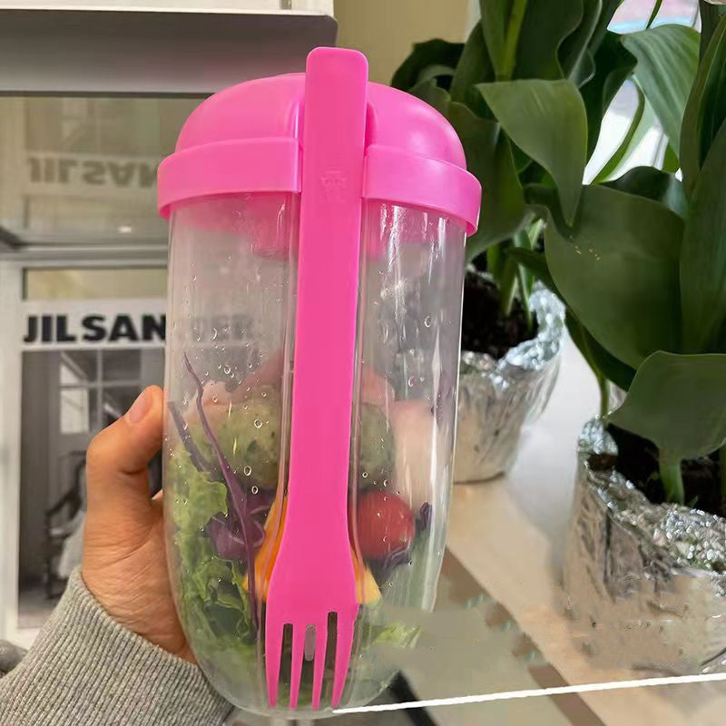 CulinaGenie™ Breakfast Oatmeal, Salad & Yogurt Cup Container — Bento Lunch Box with Lid, Fork, and Sauce Cup
