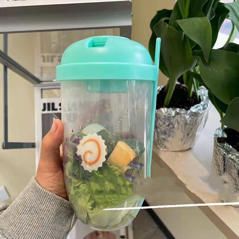 CulinaGenie™ Breakfast Oatmeal, Salad & Yogurt Cup Container — Bento Lunch Box with Lid, Fork, and Sauce Cup
